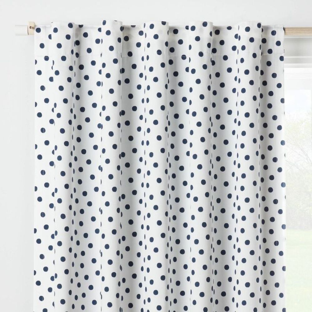 84" Blackout Polka Dot Recycled Polyester Kids' Curtain Panel - Navy